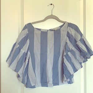 American Eagle Cropped Blue and White Top (small)